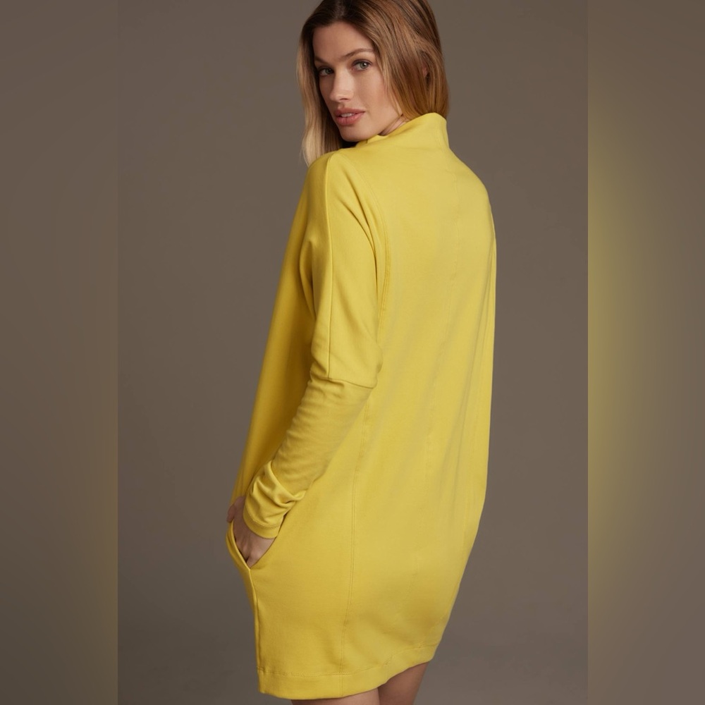 Daily Practice by Anthropologie Long Sleeve Mock Neck Knit Mini Dress Yellow XS - Picture 3 of 8